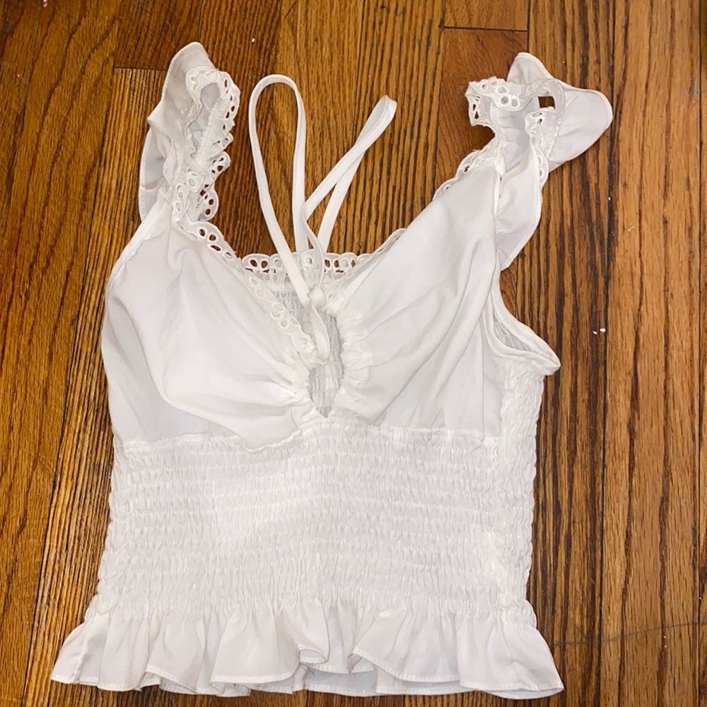 White rushed croptop